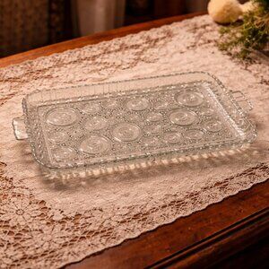 Vintage Anchor Hocking “Colonial Lady” Glass Snack Tray – Mid-Century